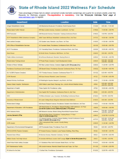 calendar listing of wellness fairs in 2022