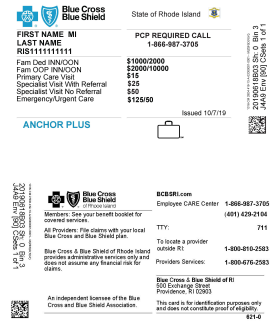 sample insurance card