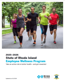 A group of runners smiling on the cover of the wellness program pdf